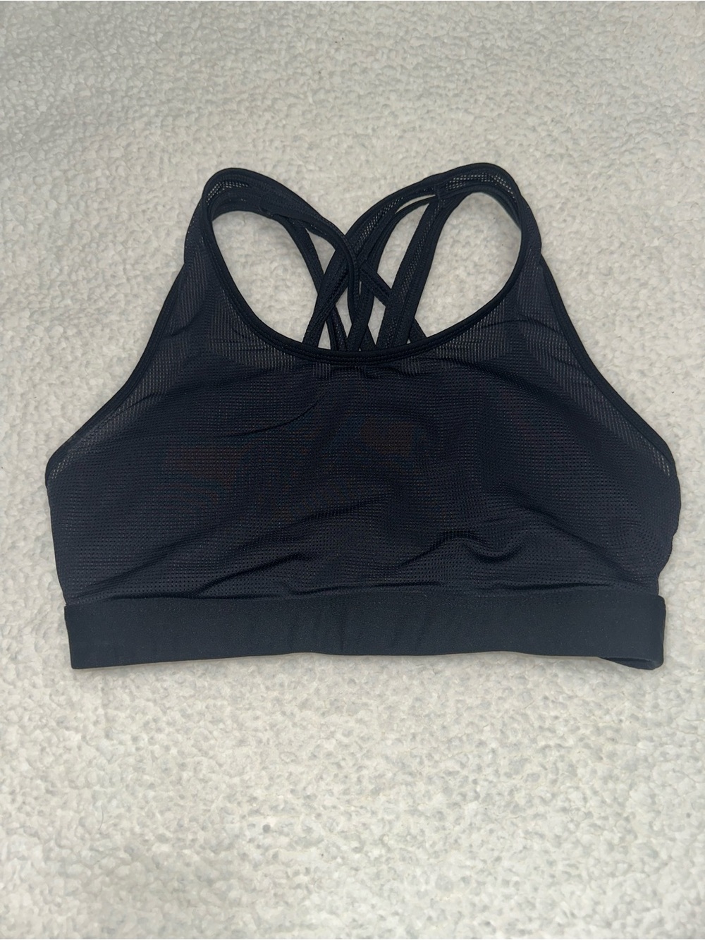 Black Fabletics Strappy Mesh Sports Bra
